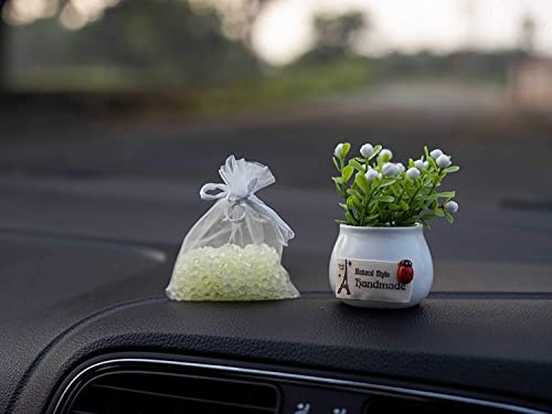 Image of Yagzon Car Dashboard Accessories Adorable Flower Pot with Anti Slip Pad and Car Perfume Car Dashboard Idols and Showpiece car Interior Accessories and Gadgets (Car Flower Pot)(Fragrance 10gm)