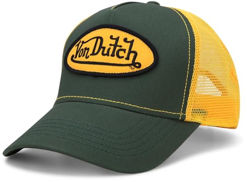 Von Dutch Unisex Trucker Hat - Curved Bill Mesh Back Retro Classic Colorblock Snapback Baseball Cap for Men and Women, Size One Size, Veranda