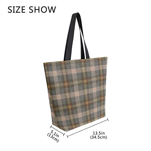ALAZA Tartan Plaid Pattern Canvas Tote Bag Handbags for Groceries Books2