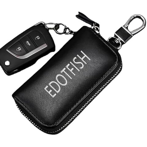 EDOTFISH Leather Key Holder Case - Key Organizer Wallet with 8 Hooks for Keys Cover