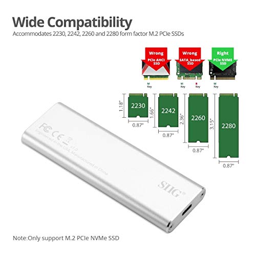 Caja externa SIIG para SSD NVMe USB C 10Gbps miniatura 3