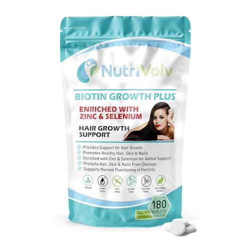 Biotin Hair Growth | Enhanced with Zinc & Selenium | 180 Tablets | 10,000mcg Biotin | Hair Vitamins Complex | Vegan | Hair Skin & Nails Vitamins for Men & Women | UK Made