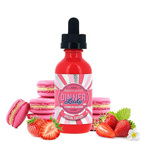 Eliquide Strawberry Macaron 50mL - Dinner Lady - Sans tabac ni nicotine - Vente interdite au moins de 18 ans - Genre : 40-70 ml- Genre : 40-70 ml