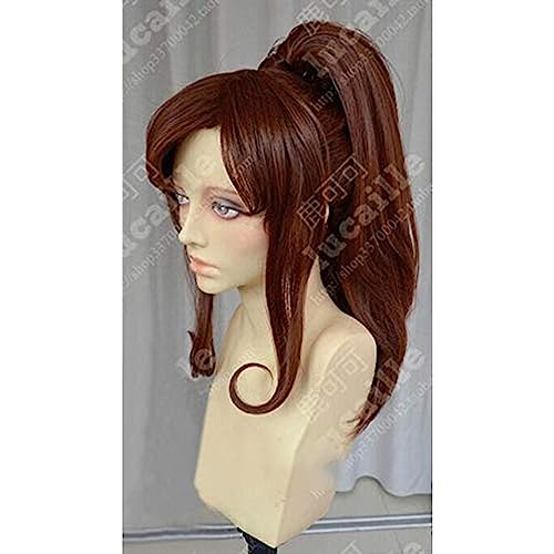 NEZIH Anime Sailor Moon Sailor Jupiter Kino Makoto Corto Marrón Cola De Caballo Cabello Resistente Al Calor Cosplay Disfraz Peluca + Gorro De Peluca + Peluca De Cuerda para El Cabello
