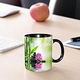 EMCLKS Ceramic Mug,tazas desayuno,taza te,tazas cafe,taza navidad,regalos originales mujer,regalos para parejas,Spa Artístico, orquídeas y rocas en aguas de manantial ricas en minerales. Tiefen,330ml