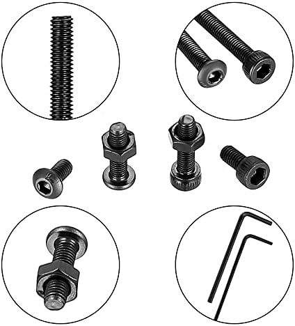 Kigniote 640 pcs M3 Hexagon Socket Bolts and Nuts Set, Carbon Steel pan Head Screws and hex Socket Head Cap Bolts Assortment Kit with 2 Hex Wrenches