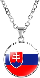 EUIOSFDC Slovakia Slovak Republic Country Flag Necklace Alloy Necklace for Men Women