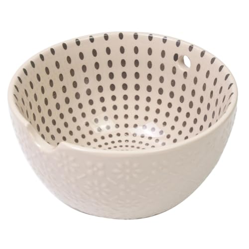 Cuenco de cerámica para hilo de cerámica, cuenco de ganchillo rústico hecho a mano, soporte de hilo de cerámica en relieve 3D para el hogar