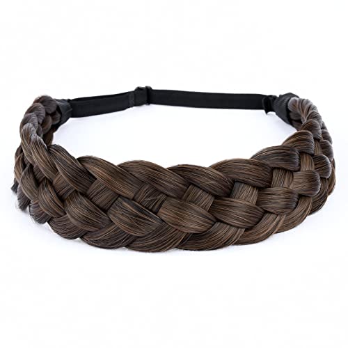 Gledola 5 Strands Synthetic Hair Braid Headband Hair Braided Headband for Women Girl (Copper Brown)