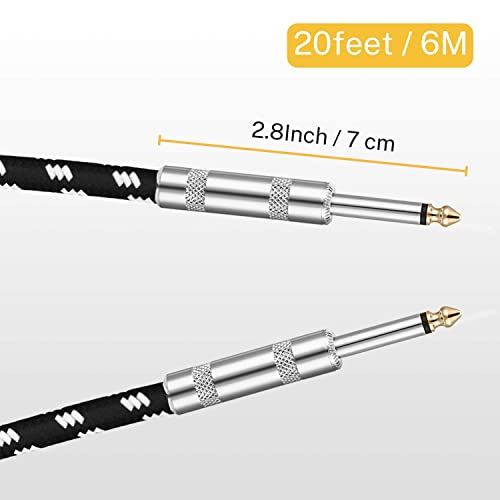 Image of Donner Guitar Cable 20 ft Premium Electric Instrument Bass Cable AMP Cord 1 /4 Straight Black White