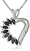 Sterling Silver Half-and-Half Open-Heart Pendant Necklace, 18