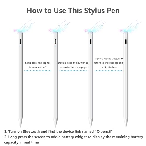 Image of Stylus Pen for iPad, Apple Pencil with Palm Rejection, Tilt Sensitivity, Magnetic, Compatible with iPad Air 3 /4 /5, iPad 6 /7 /8 /9 /10, iPad Pro 10.5 inch, iPad Pro 11 inch, iPad Pro 12.9 inch, iPad Mini 5 /6