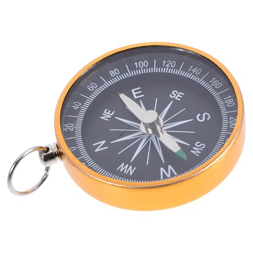 Brújula de bolsillo portátil mini de aleación de aluminio Abaodam llavero colgante vintage dorado para senderismo camping navegación al aire libre