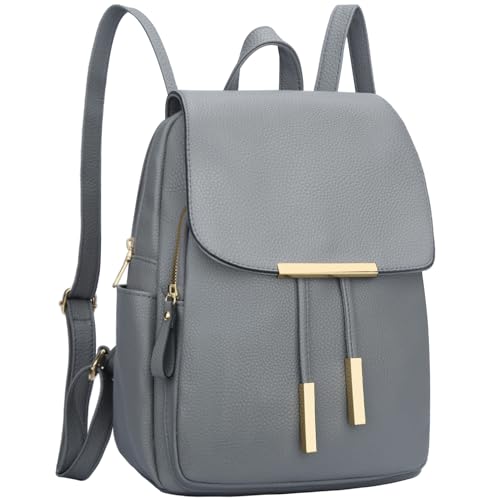 KKXIU Leather Backpack Purse for Women A-Grey