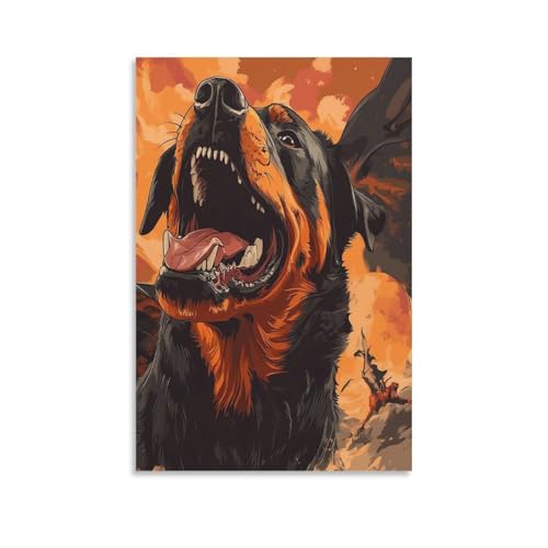 Cuadro en lienzo de Doberman 50x75cm para decoracion de salon