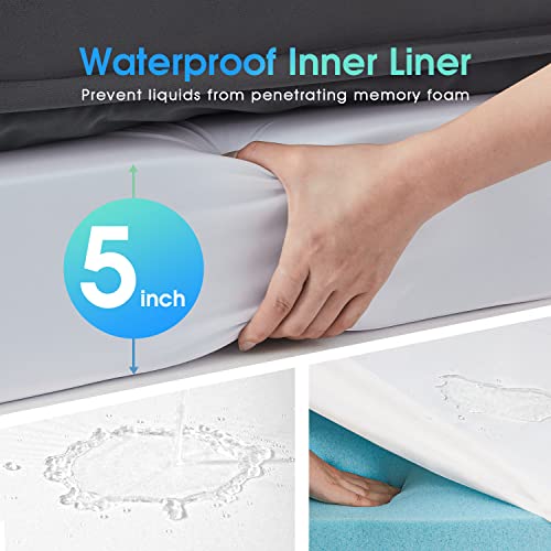 Urpet Orthopedic Dog Bed Full Memory Foam Dog Beds For Large, Extra Large And Jumbo Dogs Bolster Pet Bed With Removable Machine Washable Cover, Waterproof Liner And Durable Zipper (Grey,50X40) #TOP3