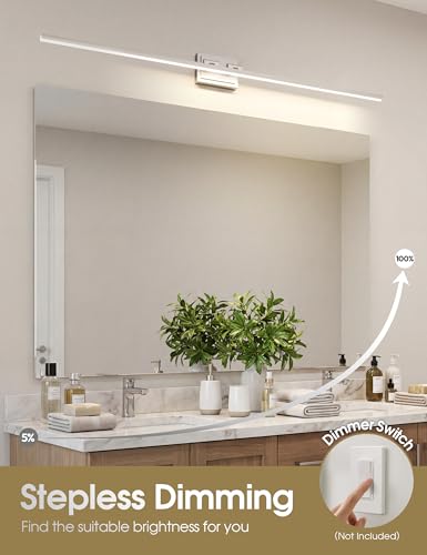 Image of VOLISUN Modern Bathroom Vanity Light 48 inch, Rotatable, 30W Dimmable 5CCT Led Bathroom Light Fixture Over Mirror, Brushed Nickel Bar Vanity Light for Bathroom Mirror Cabinets-ETL Certificated