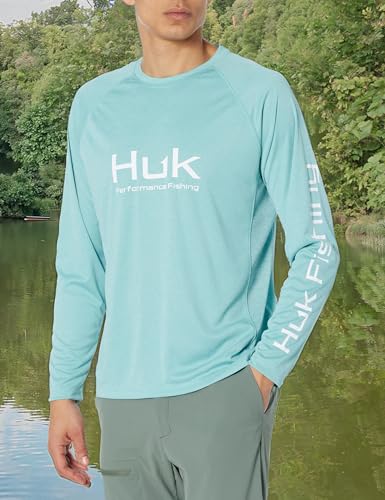 HUK Men's Pursuit Heather Long Sleeve, Fishing Shirt3