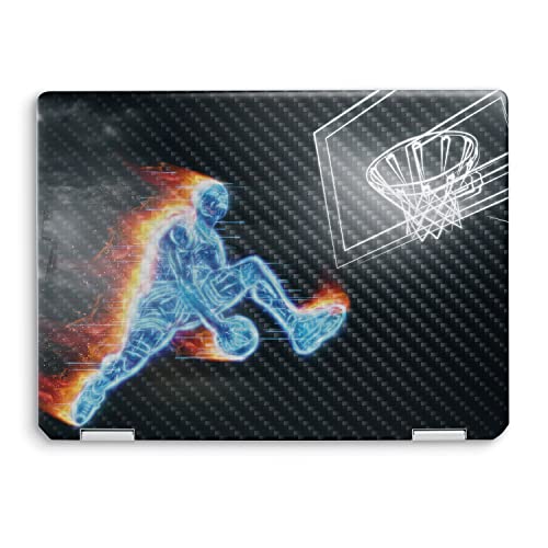 Image of MightySkins Carbon Fiber Skin Compatible with HP Spectre x360 14 inch (2022) Full Wrap Kit - Glow Basketball | Protective, Durable Textured Carbon Fiber Finish | Easy to Apply | Made in The USA