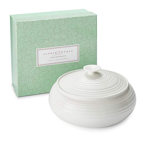 Portmeirion Sophie Conran White Low Covered Casserole Dish | 3 Quart Round Casserole Serving Dish | Made From Fine Porcelain | Dishwasher And Microwave Safe #TOP3