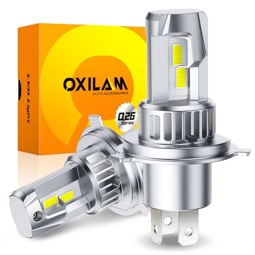 Image of OXILAM H4 9003 LED Bulbs, 700% Brighter, 32000LM Brighter Ultra-Bright, 1:1 Halogen Size, Plug N Play, Error Free No Flicker, No Adapter Required, Non-polarity, Pack of 2
