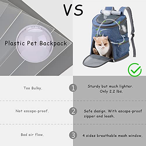 Hanjo Pets Small Pet Backpack Carrier - Cat Backpack Carrier Airline Approved - Pet Carrier Backpack For Small Dogs, Rabbits Up To 14Lbs, Scratchproof Mesh Puppy Backpack For Cats, Escape-Proof Zipper #TOP3