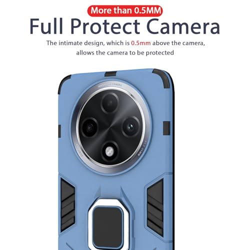 Image of Pikkme D5 Tough Armor Back Cover | 360 Protection Case | Ring Holder Stand Bumper Case for Oppo F27 Pro Plus 5G (Blue)