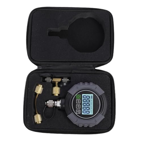 TIKATARER Medidor de Vacío Digital de 14 PSI HVAC, 0 a 75000 μm 7/16 20 UNF Pantalla LCD Retroiluminada Probador de Presión Digital con Modo de Calibración Dual para Sistemas