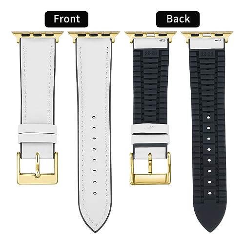 Image of BINLUN Leather Silicone Bands Compatible with Apple Watch 38mm 40mm 41mm 42mm 44mm 45mm 46mm 49mm Sweatproof Replacement Strap for iWatch 11 /10 /9 /8 /7 /6 /5 /4 /3 /2 /1 /Ultra /SE Men Women