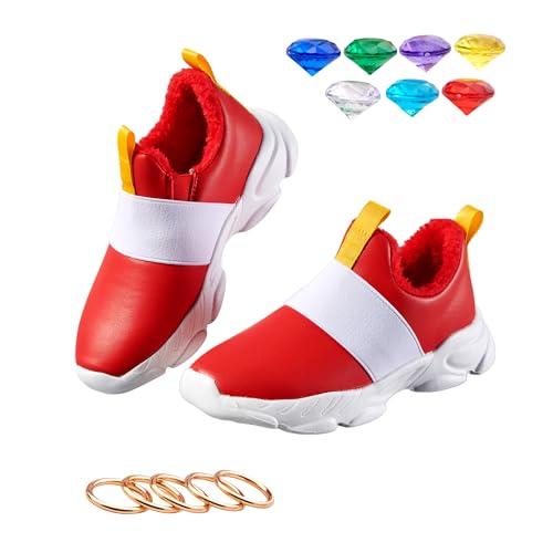 Winter Shoes for Boys Girls Kids Red Color Sneaker with Sonic Birthday Supplies Rings and Gems2