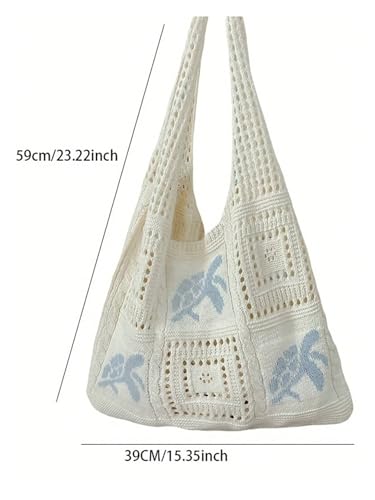 Bolso Tote Tejido con Tortuga de Mar para Mujer miniatura 5