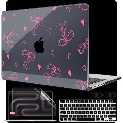 Image of MEEgoodo Case for MacBook Pro 16 inch 2026 2024 2023 2021, Laptop Hard Shell Compatible with M5 M4 M3 M2 M1 Pro /Max Chip, Fit Model A3429 /A3428 /A3403 /A3186 /A2991 /A2780 /A2485, Ribbons Bow