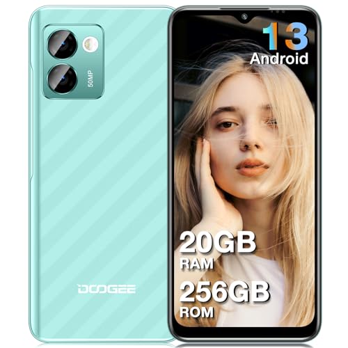 DOOGEE N50 PRO Mobile Phones, 20(8+12) GB+256GB, 50MP AI Main Cameras, Octa-core, 6.52" HD+ Waterdrop Screen, 4200mAh, 90dB Speaker, Android 13 Smartphone, 4G Dual SIM/Face ID/OTG/Fingerprint -Green