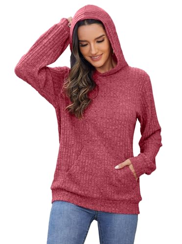 Image of Bosmeer Womens Long Sleeve Shirts Kangaroo Pocket Fashion Hoodies Pullover