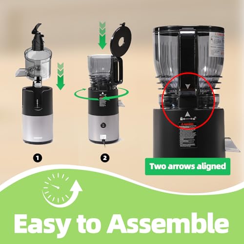 Cold Press Juicer, 5.8" Wide Feed Chute Slow Masticating Juicer Machine for Whole Fruits & Vegetables, Easy to Clean & High Juice Yield