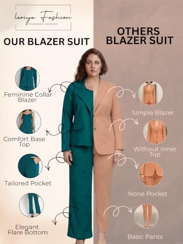 Image of Leriya Fashion Co ord Set For Women Stylish | Lycra Blend Western Blazer Suit 3 Piece Co ord Set | Casual Blazer For Women Stylish Formal Professional Office Wear