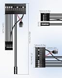 YANBORONSN Kabel przedłużający do złącza panelu przedniego 20 do 9 pinów, 24AWG, płaska taśma męska, żeńska z 2-pinowym kablem zasilającym i kablem głośnikowym, 2 sztuki (0,15 m)