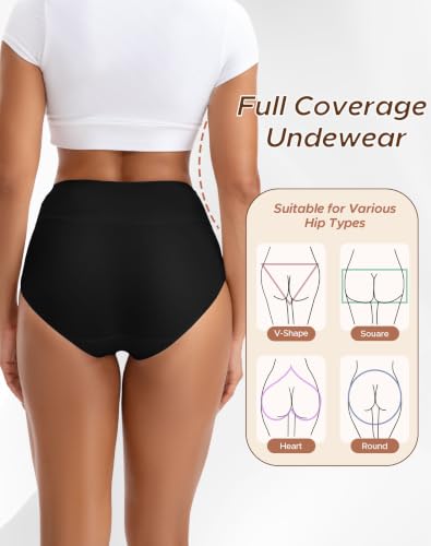 Image of INNERSY Women's High Waisted Underwear Cotton Panties Regular & Plus Size 5-Pack