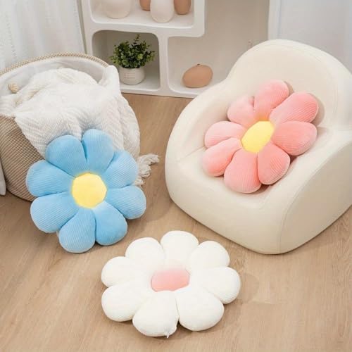 CHENINKJG Flower Cushion, Floor Cushion, 4 Pcs Flower Pillow, daisy window seat Throw Pillow, daisy seat pads,Cushions For Kids Room Decor,38cm Cushions Pillows For Car Home Sofa Chair - Image 4