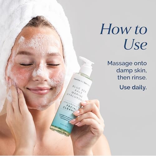 Image of Hyaluronic Gel Facial Cleanser with Blue Sea Kale & Marine Hyaluronic - Hydration, Clarifying, Smoothing Replenishment - Vegan, Paraben-Free, 8 fl oz