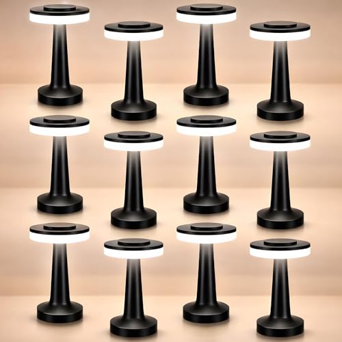 Image of Riakrum 12 Pcs LED Cordless Table Lamp Bulk Rechargeable,Black