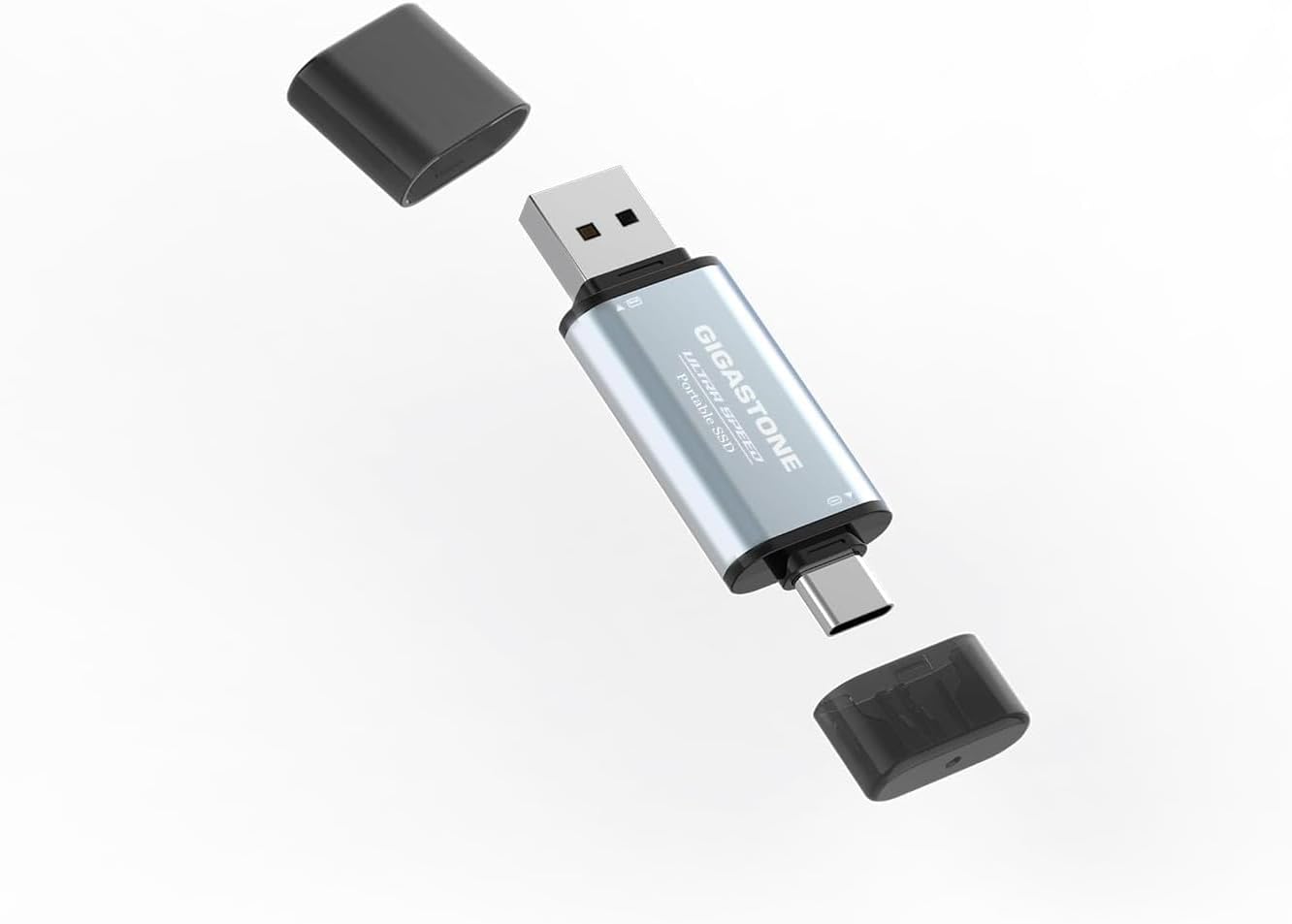 Gigastone Duo Go USB-A+C 1TB Dual External Portable SSD 500MB/s Glossy Surface, Supports Apple 4K 60fps ProRes HDR Video Recording USB3.2 Gen 2 for iPhone 16 PS5 Mac iPad Laptop Android