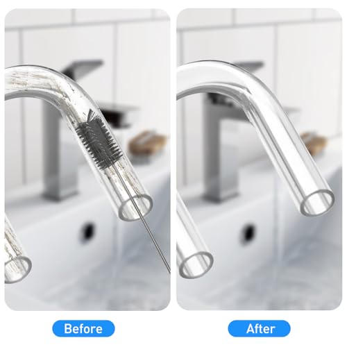 155cm Edelstahl Flexible Doppelkopf Rohrbürste, Abflussloch Reinigungsbürste, Kühlschrank Lange Federbürste mit 2 Flaschenbürste, Abflussbürste Kanalreiniger für Küche