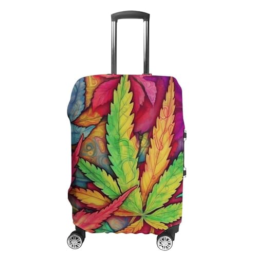 MultiColor Leaf Weed Art Luggage Cover, Washable Elastic Suitcase Cover Protector Fit 18-32 Inch Luggage