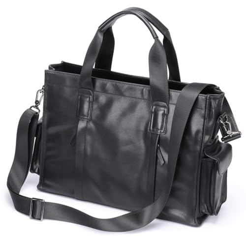 JSEIAJB Leather Crossbody Bag Carrying Tote Large Capacity Briefcase Horizontal Computer Bag