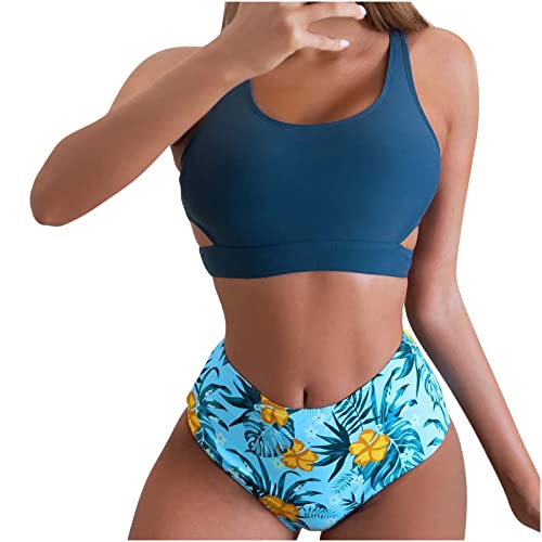 Delarsy Conjunto feminino de shorts de cintura alta, duas peças, com fenda, tiras, calças, shorts pa