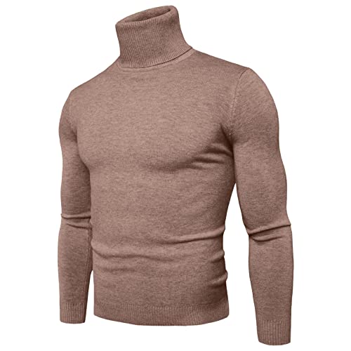 Men's Turtleneck Shirts Long Sleeve Mock Neck Slim Fit Pullover Sweater Casual Soft Knitted Thermal Undershirts Fall Outfits