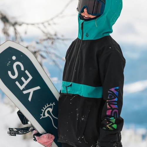 Volcom Jaqueta de esqui feminina padrão Ashfield Anarok Snowboard, preta S4