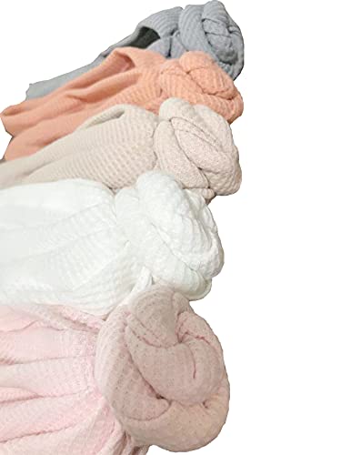 Asufegucd 5 Pieces Baby Turban Hats Turban Bun Knot Baby Infant Beanie Baby Girl Soft Toddler Cap Waffle Style (Girls 5Pcs) #TOP4
