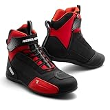REBELHORN Swift Botas de Moto Mujer e Hombre | Cuero PU | Cremallera Larga | Protectores de Tobillo | Punteras Reforzadas | Paneles de Ventilación de Malla